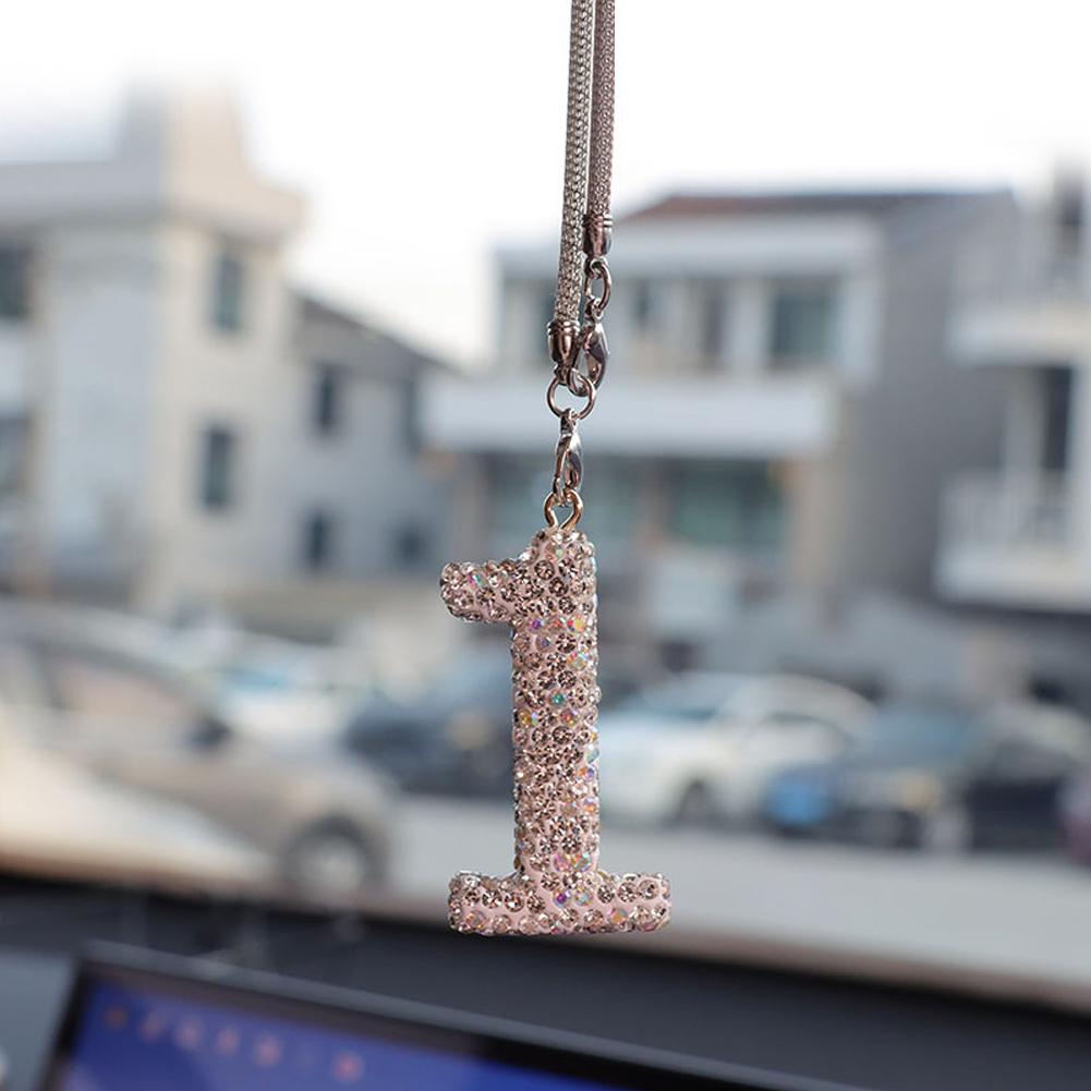 Car Pendant Interior Rearview Mirror Crystal Numbers Decoration Car Hanging Ornament Car Hanging Accessories