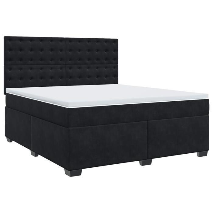 Exclusive House - Bed Slatted Base with Mattress Black 180x200 Cm Velvet