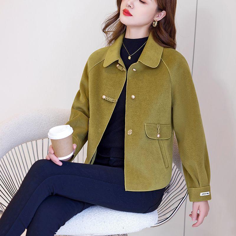 Autumn and Winter Short Double-Sided Plush Woolen Coat Loose Fit Jacket for Petite Women
