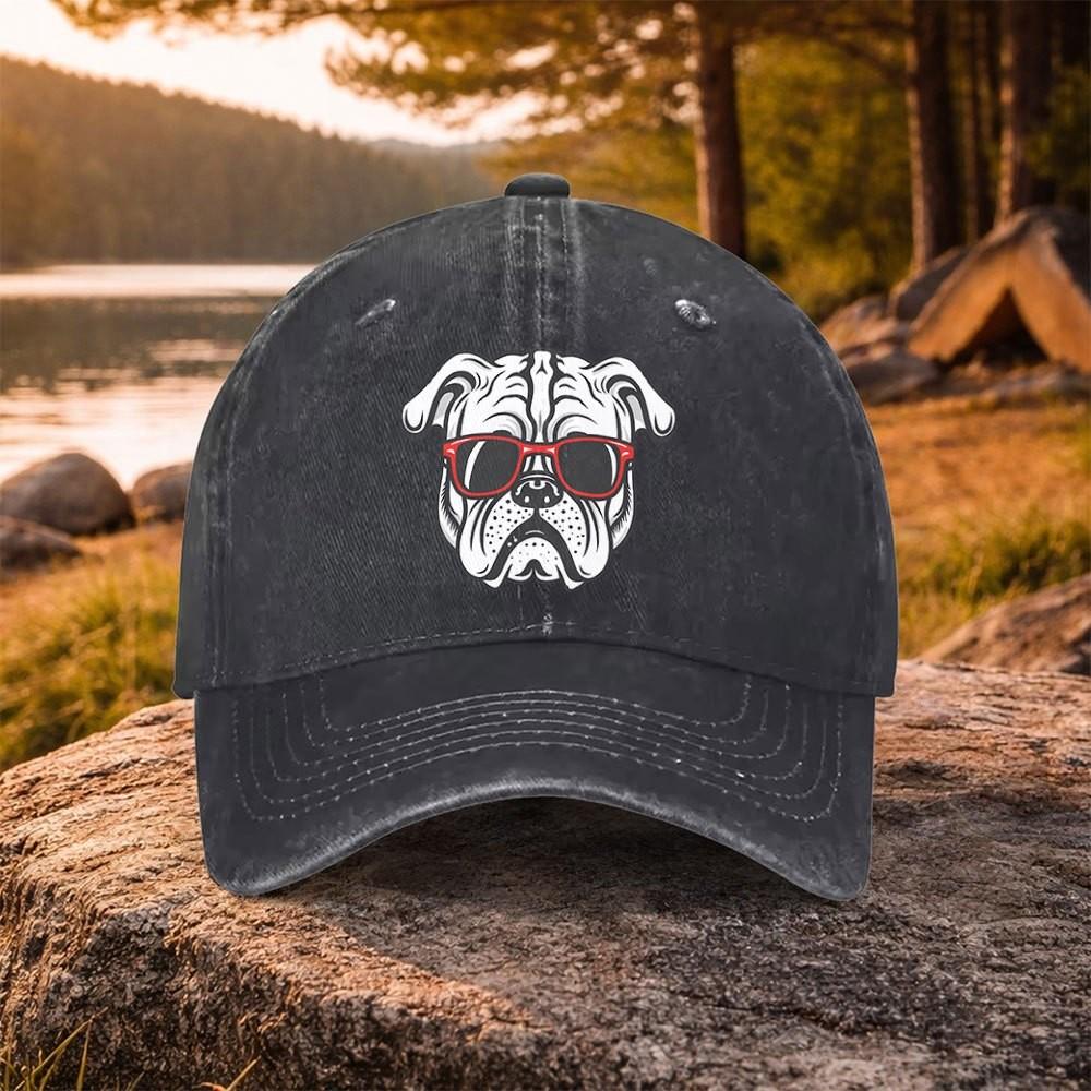 Buldog s brýlemi Baseballová čepice Praná bavlna Nastavitelná Snapback čepice pro Unisex Venkovní sporty