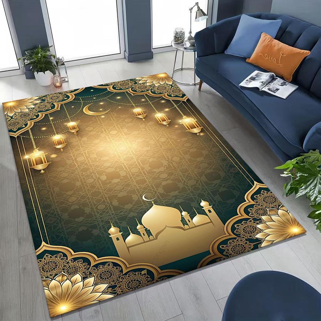 Mosque Islam Prayer Muslim Calligraphy Rug for Bedroom Living Room Sofa Home Doormat Decor,Large Kids Play Non-slip Floor Mat