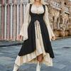 Women's Long Sleeve Dress Fall Casual T Shirt Loose Fit Pleated Front Dresses With Pockets