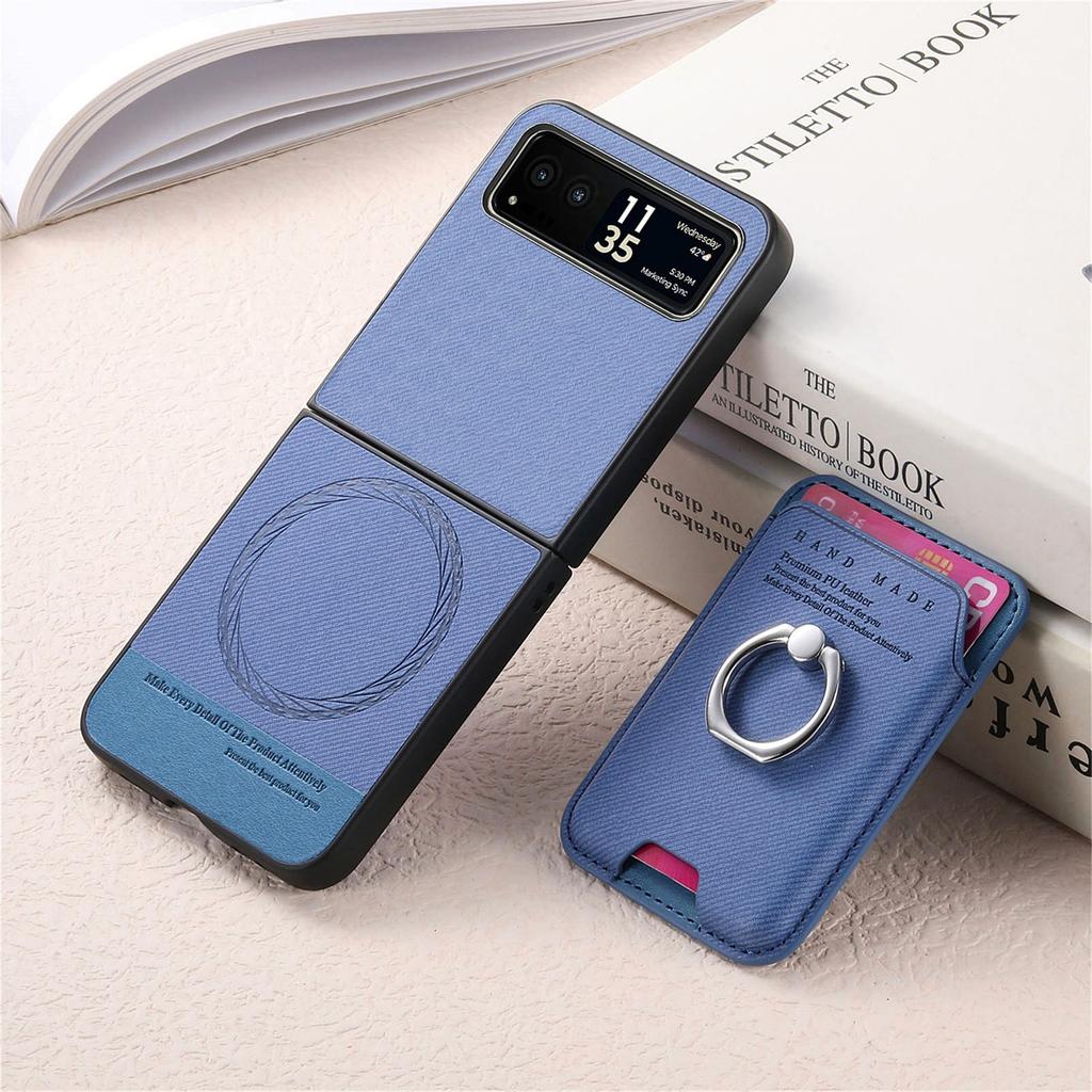 2 in 1 Detachable Magnetic Cards Solt Wallet Cowboy Ring Holder Case For Motorola Razr 50 Ultra 40 Vertical Bag Pocket Cover