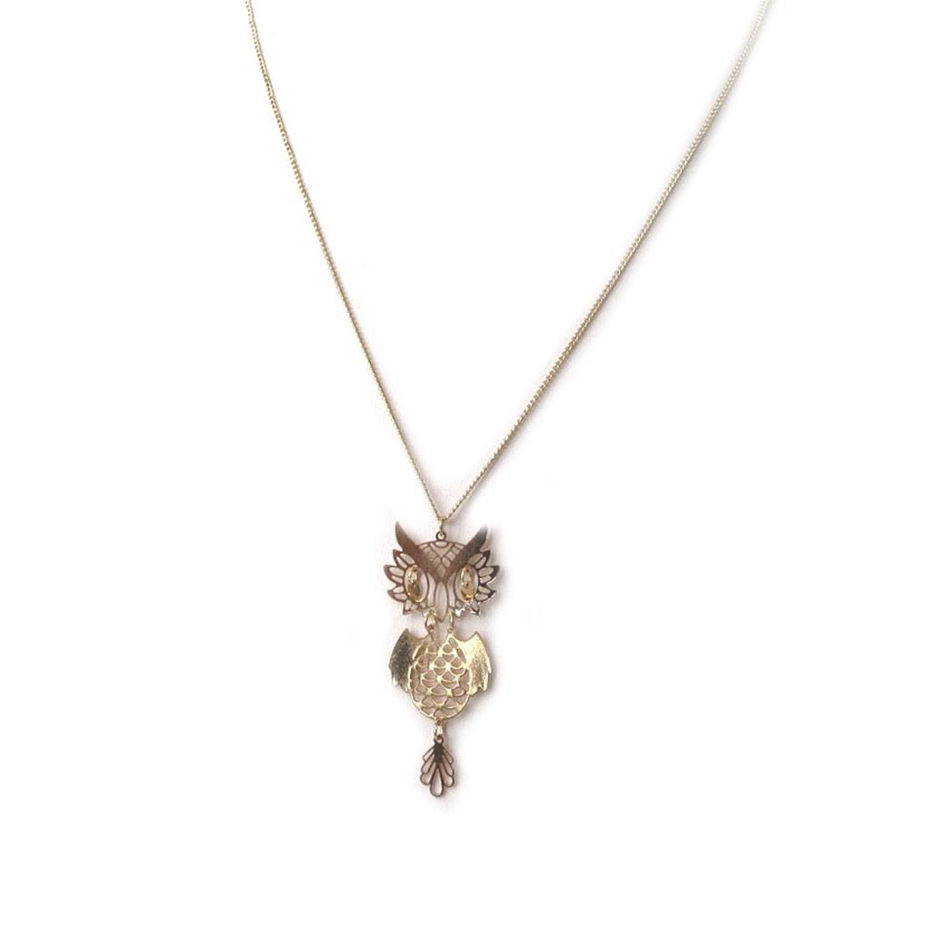 Les Trésors De Lily [N8182] - Golden 'Owls' Designer Necklace