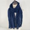 Export Solid Color Crumpled Scarf Women'S Literary And Leisure Cotton And Linen Scarf Versatile Neck Protection Scarf Sunscreen Silk Scarf
