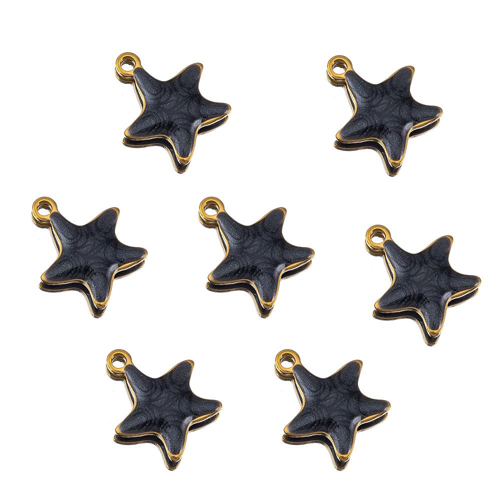 10pcs New Stainless Steel Colorful Marine Coral Starfish Fish Seaweed Charm Necklace Earring Pendant Base for DIY Jewelry Making
