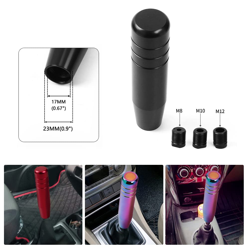 ZS Shift Knob Extension Simple Aluminum Alloy with 3 Adapters for MT Cars, AT