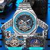 Tourbillon Vydlabané Silně Luminiscenční Měsíční Fáze Mechanické Hodinky pro Muže, Plně Automatické Obchodní Hodinky, Sváteční Dárek, Hodinky z Nerezové Oceli