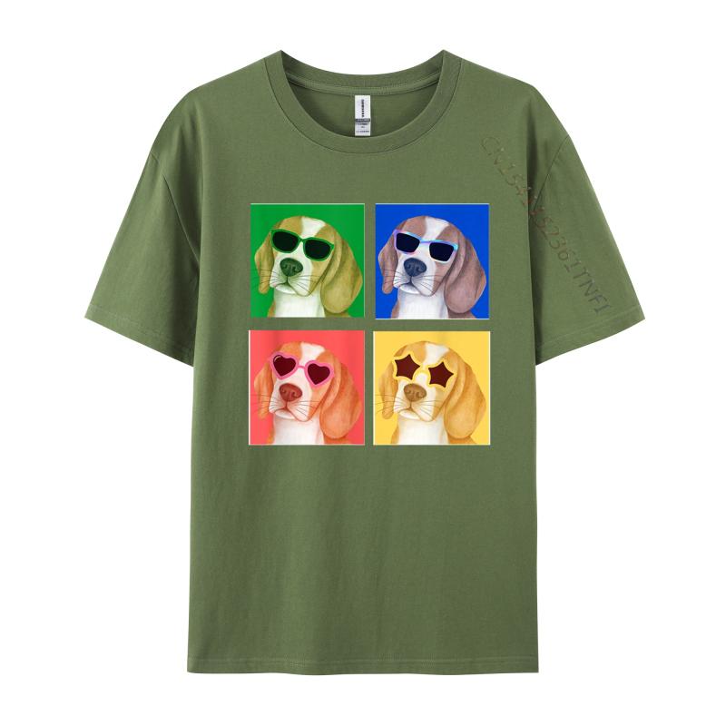 Cute Beagle Dog Colorful Retro TShirt New Coming Custom T Shirts Cotton Tees For Men 3D Printed Tight