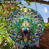 Acrylic Peacock Stained Glass Style Suncatcher, Vibrant Feather Window Hanging Ornament for Art and Animal Lovers