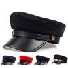 Unisex Leather Eaves Military Hats Flat Top Baseball Caps for Women Outdoor Sports Cadet Sunscreen Hat Cap