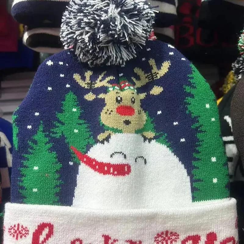 Christmas Hat With Led Light Christmas Light Up Sweater Knitted Beanie Xmas Hat for Adults Kids Christmas Decor Supplies