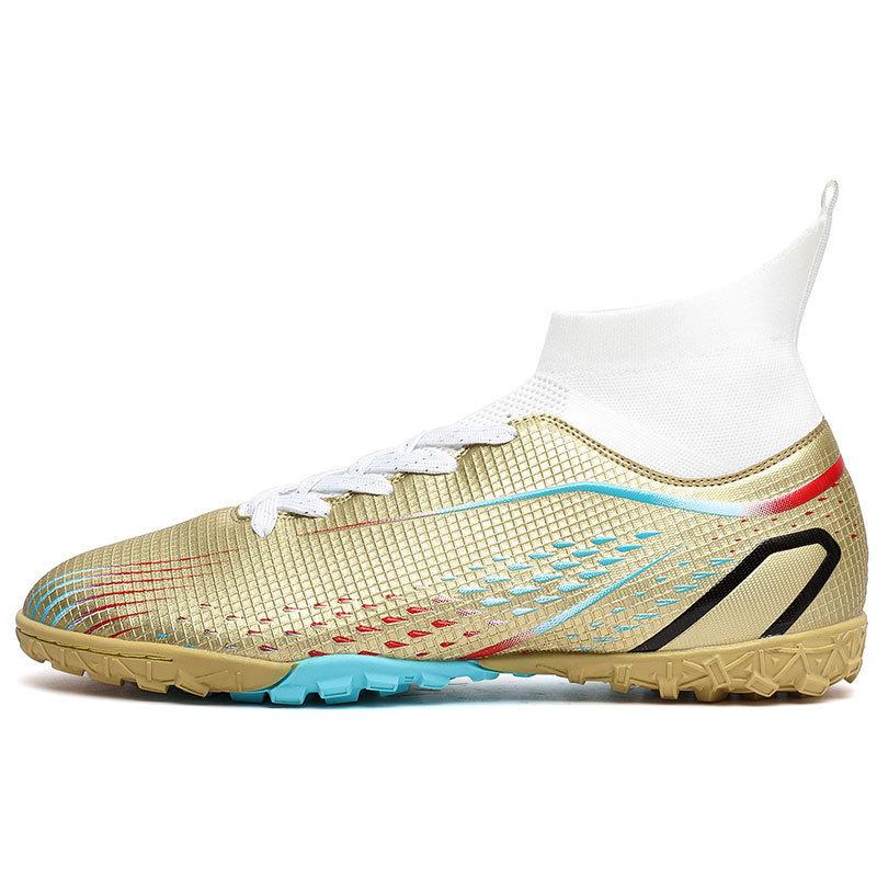 Overseas children's football shoes men's high-top adult student long nails artificial grass women's broken nails football shoes