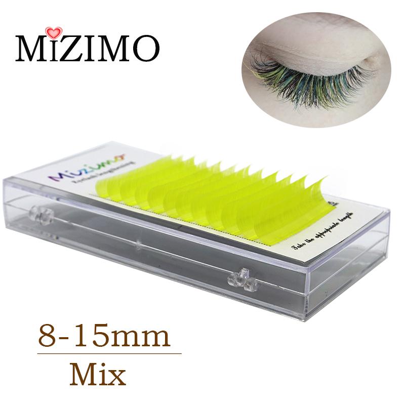 MIZIMO Gelbe Einzeln geklebte Falsche Wimpern, Augen-Make-up-Werkzeuge, Natürlich, Weich und Verlängert. C/D, 0,07 mm, 8–15 mm