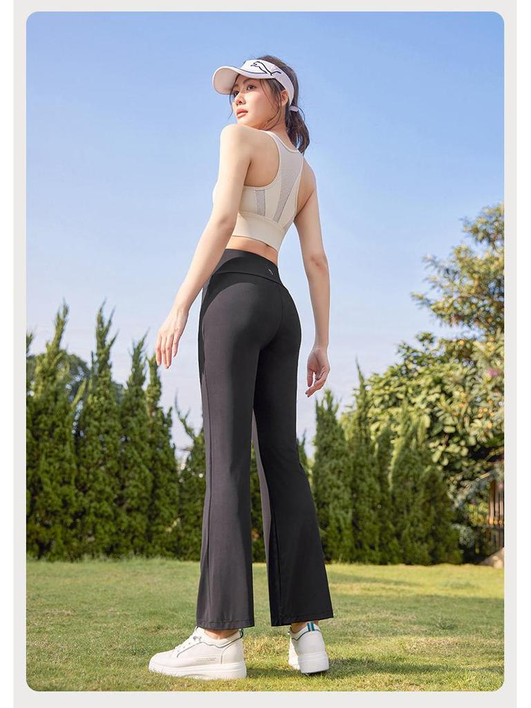 Plus Size Quick-Dry High Waist Micro Flare Pants - Breathable Ice Silk for Summer