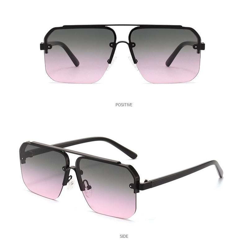 Men's sunglasses, new square metal sunglasses, women's sunscreen half-frame sunglasses.