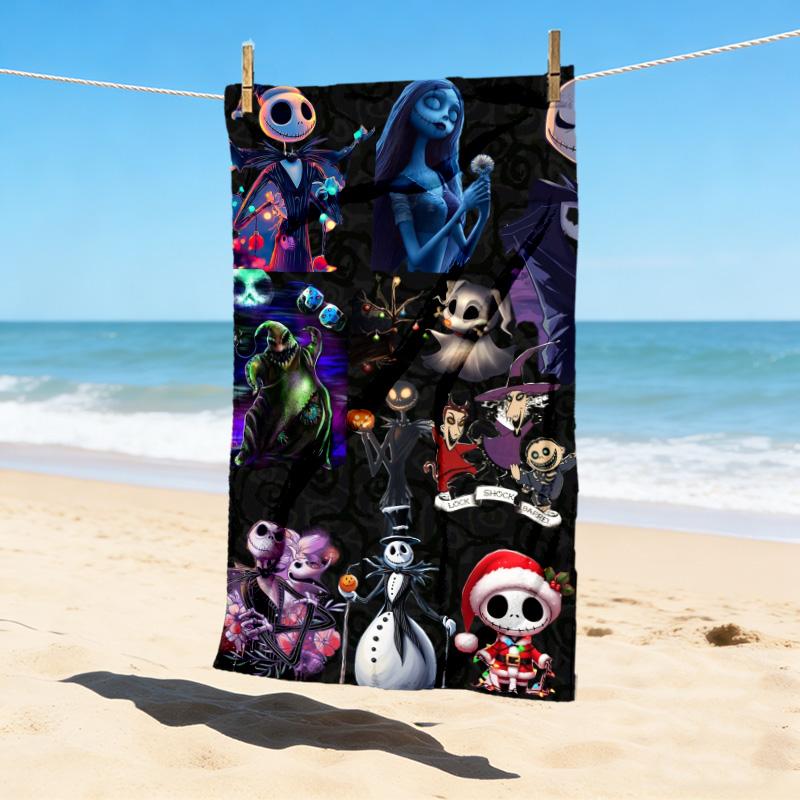 Nightmare Before Christmas Stylish Digital Printing Beach Towel Quick Drying Absorbent Blanket For Beach Pool Gym Travel Christmas Gift C9211507