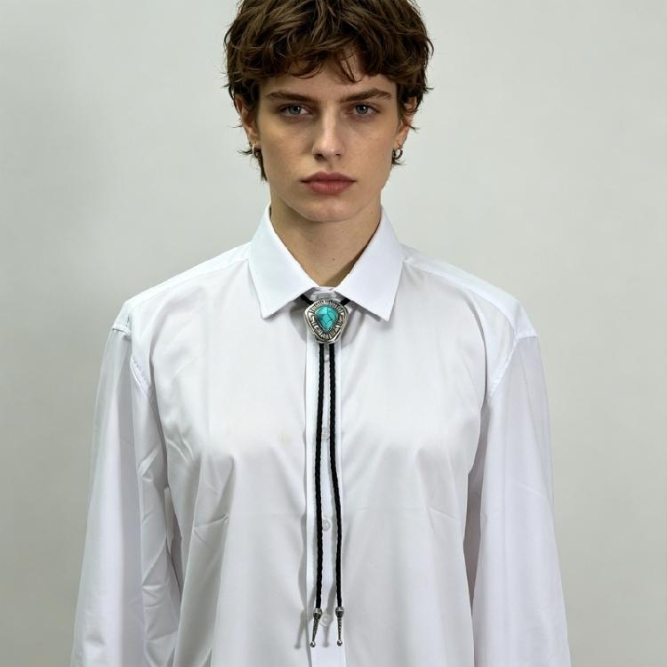 Verstelbare Turkoois Bolo Tie Ketting 36,2G En 27,5G Optie Hanger Nekketting Voor Outfits Geïnspireerd Op Het Westen