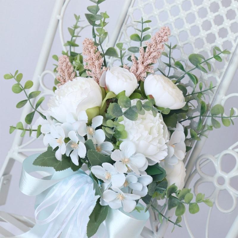 Romantic Wedding Bouquets Silk Bride Bridesmaids Hand Holding Flower Artificial Flower for Wedding Home Decorations