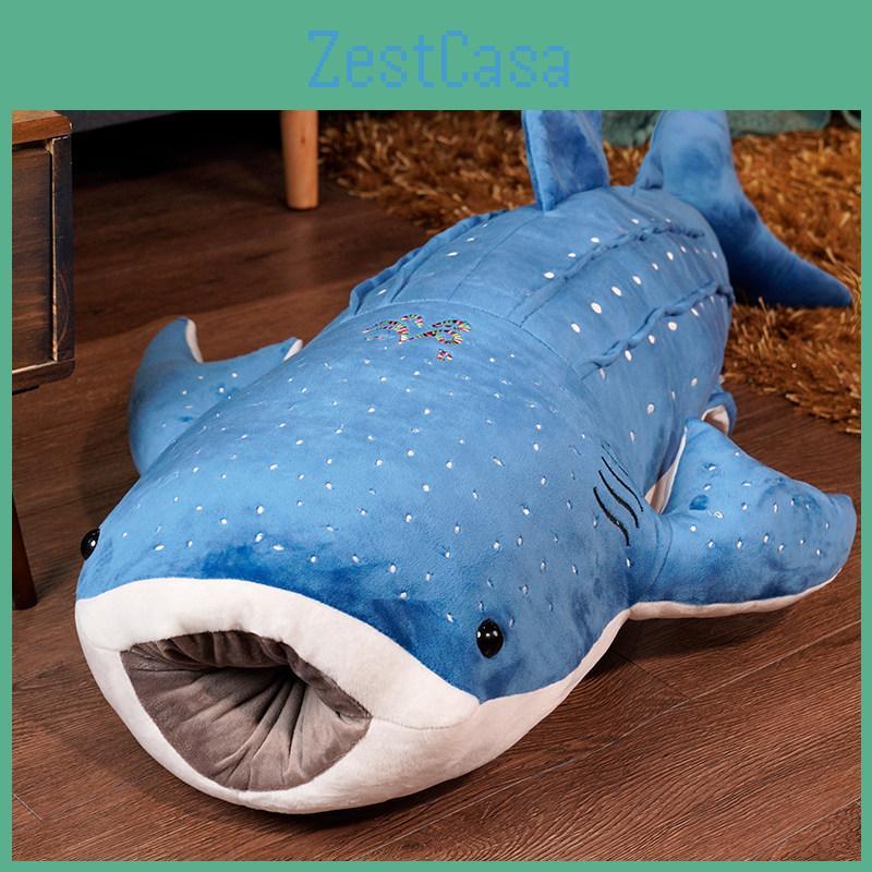 Großes Blauwal Plüschtier Superweiches Stofftier für Kinder Cartoon Hai Wal Kissen