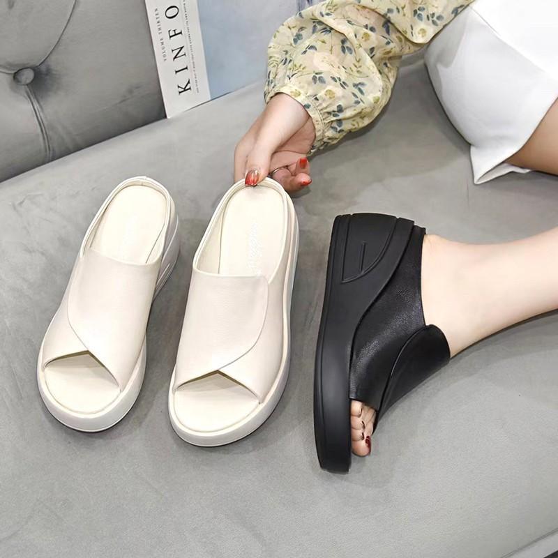 2025 Foreign Trade Summer Models Heightening Women's Sandals Korean Version Fashion Mother Soft-soled Shoes Cool Slippers Muffin Sandals Tide