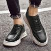 Spring Fashion  Top Layer Cowhide Comfortable Lace Up Sports Shoes High-quality Classic Black Outdoor Casual Leather Shoes
