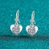Sterling Heart Stud Earrings With Full Moissanite Ocean Design Women Sweet Chic Style 2025