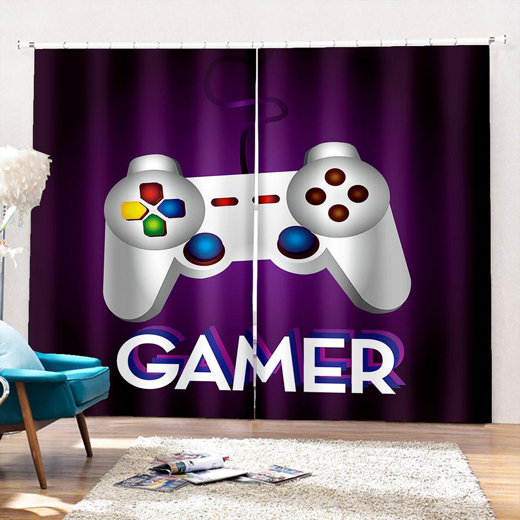 3D Cool Hra Elektronický Ovladač Závěs Gamer Boy Dětský Pokoj Dekor Závěs Obývací Pokoj Dekor Závěs 2 Panely Doprava Zdarma