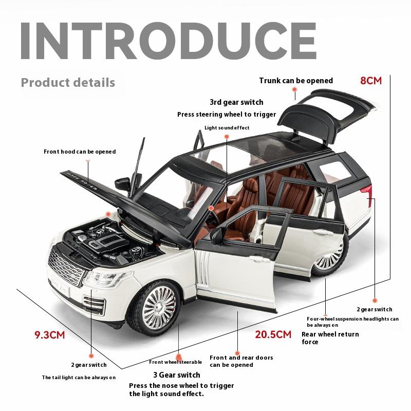 1/24 Scale Land Rover Range Rover Alloy Diecast Car Model Off Road SUV Vehicle Car Exhibition Ornaments Collection Children Toy Gift