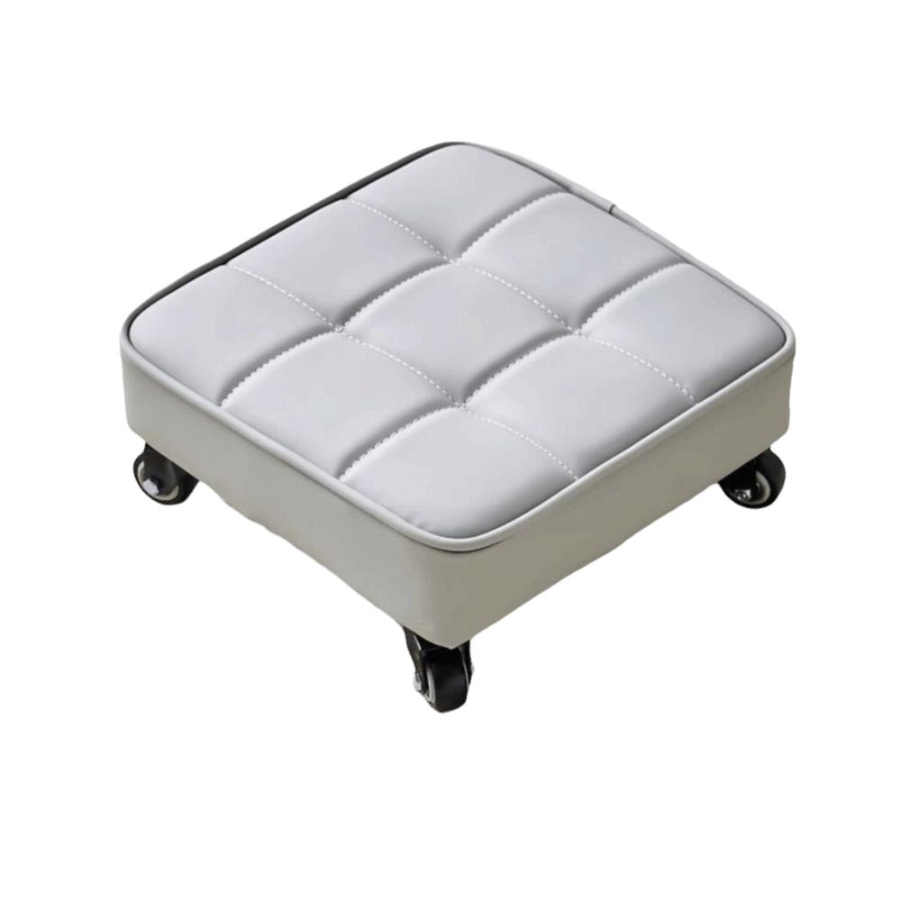 Upholstered Rolling Stool Square Shape Wheeled Short Bench Swivel Caster Stool  Tile Grouting