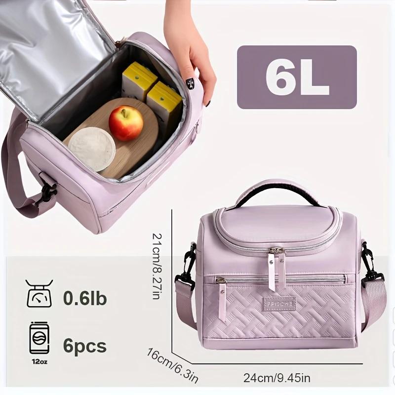 1Pc Large Insulated Lunch Bag Cooler Hand Washable Durable Polyester Lunch Box with Padded Shoulder Strap for Work School Picnic