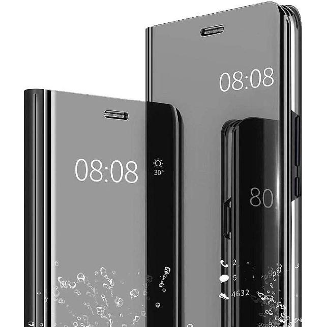 

Чехол для Samsung Galaxy S23 Ultra, Прозрачный чехол-зеркало для макияжа, Тонкий чехол для телефона, с подставкой, Кожаный для Samsung Galaxy S23 Ultra 5G, Роскошный прозрачный чёрный