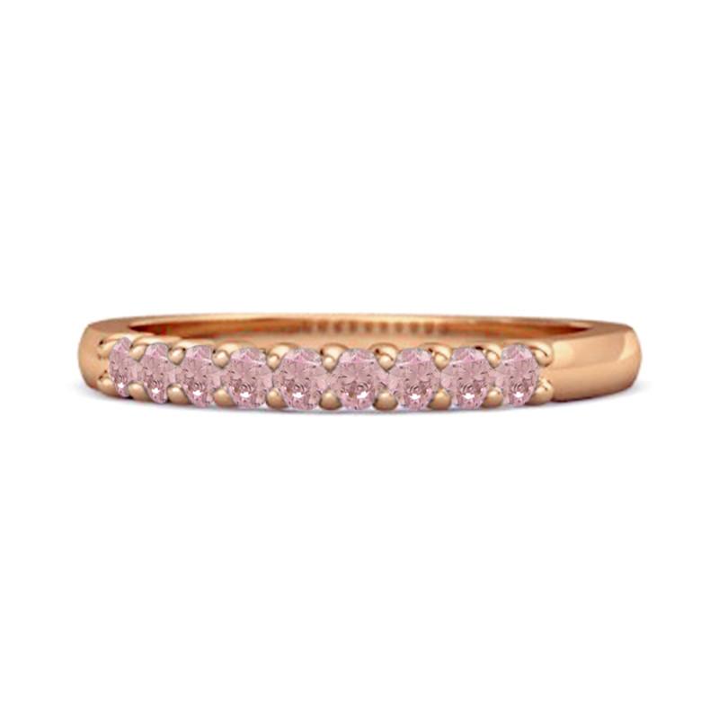 

Pink CZ Round Half Eternity Women Wedding Ring - 925 Sterling Silver Rose Gold Vermeil 11 рожевий колір золота