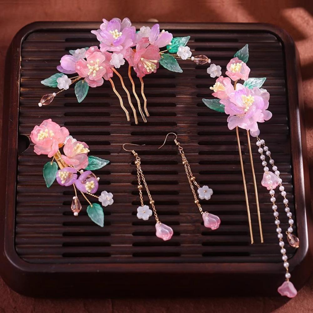 Tassel Hanfu Hair Stick Pearl Flower Hair Comb Chinese Style Hairpin Set  Hairstyle Design Tool