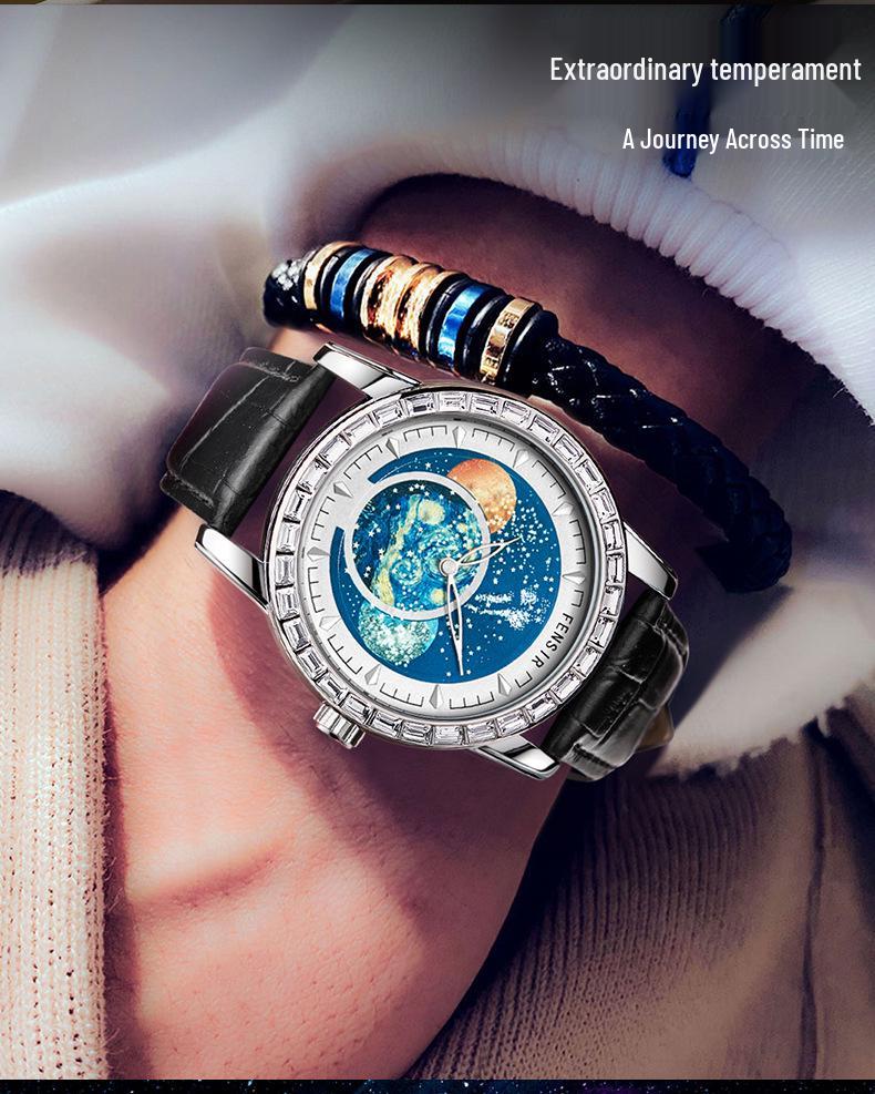 Fen Shi Baida Drei-Körper Leuchtende Jugend Luxus Diamantbesetzte Modeuhr
