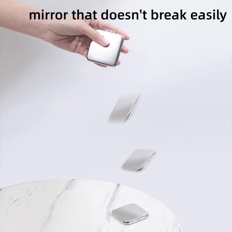 Foldable Makeup Mirror Portable Double-Sided Mirror Stainless Steel Pocket Small Tinkering Mirror ForTravel Beauty Cosmetic Tool