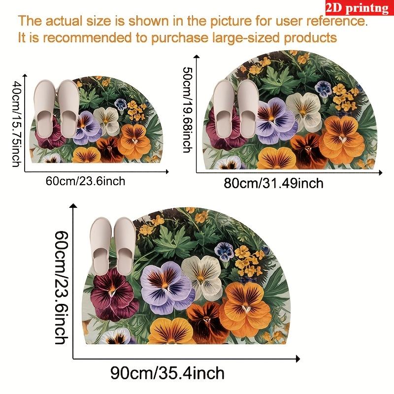 1Pcs Daisy Semi Circle Welcome Doormat Non-Slip for Outdoor Patio Porch Kitchen Bathroom Entryway Floor Mat