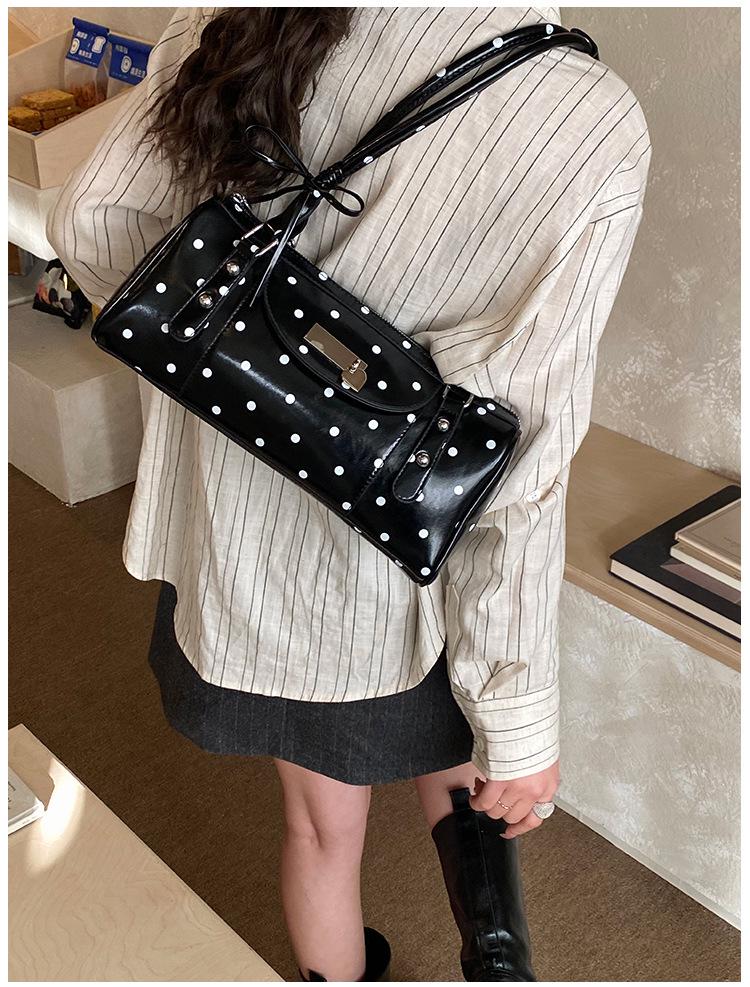 Women's 2026 Polka Dot PU One-Shoulder Crossbody Bag - Stylish & Simple Medium Size Handbag