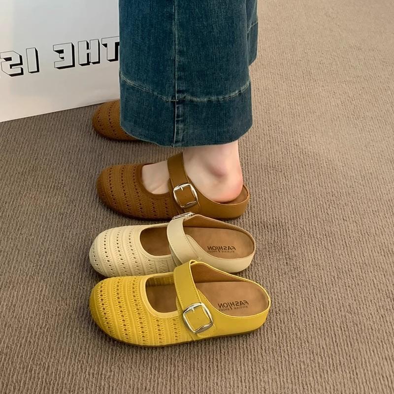 Baotou half slippers women's summer outer wear new fashion inner height increase niche hollow sandals