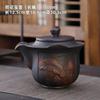 1 PCS Purple Ceramic Relief Single Dragon Phoenix Stone Scoop Pot Ball Hole Filter Large Capacity Purple Mud Retro Teapot
