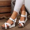 Mode Neuer Stil Mode Damen Keilabsatz Sandalen Sommer Dicke Sohle Rutschfest Strandschuhe Frau Nieten Dekor Klobige Plateau Sandalen