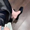 Fashion Luxury Satin Design Mules Shoes for Women Summer Sexy Square Head Strange Low Heel Slide Sandals Elegant Comfort Dress Slippers