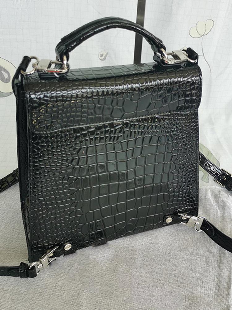 2025 Black Crocodile Print Backpack: Trendy, Casual, Large Capacity