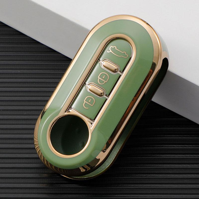 For Fiat 500 Ducato Punto Panda Lancia Musa Key Case Key Cover TPU Fob 3 Button Holder Shell Protector Car Interior Accessories