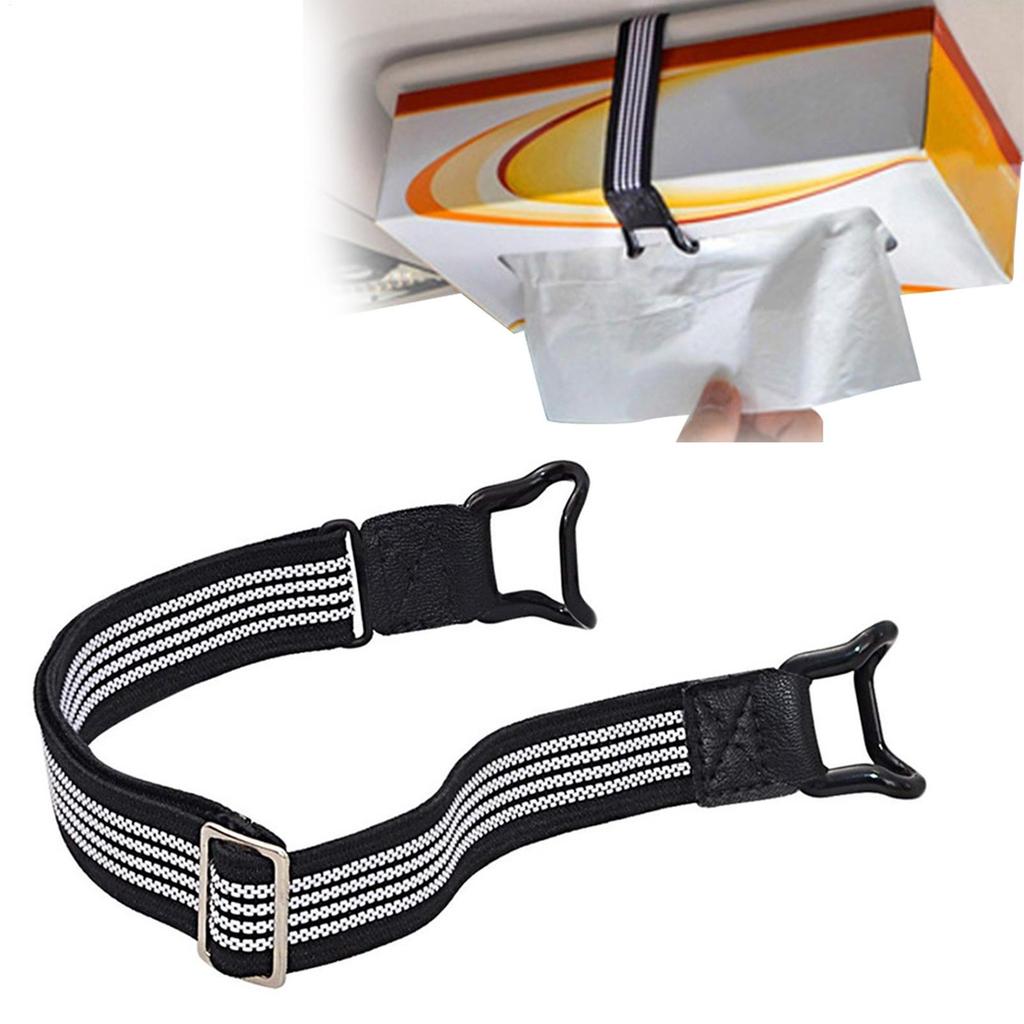 Auto-Taschentuchhalter-Gurt Elastisches Band Serviettenbox Befestigungsgurt für Sonnenblende Kopfstütze Armlehne Taschentuchbox Befestigungsgurt für Gesichts-Taschentücher