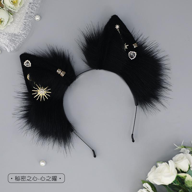 Cute Plush Fox Ears Headband Cos Headgear Accessories Comic Show Props Simulation Animal Ears Love Pendant Hair Accessories