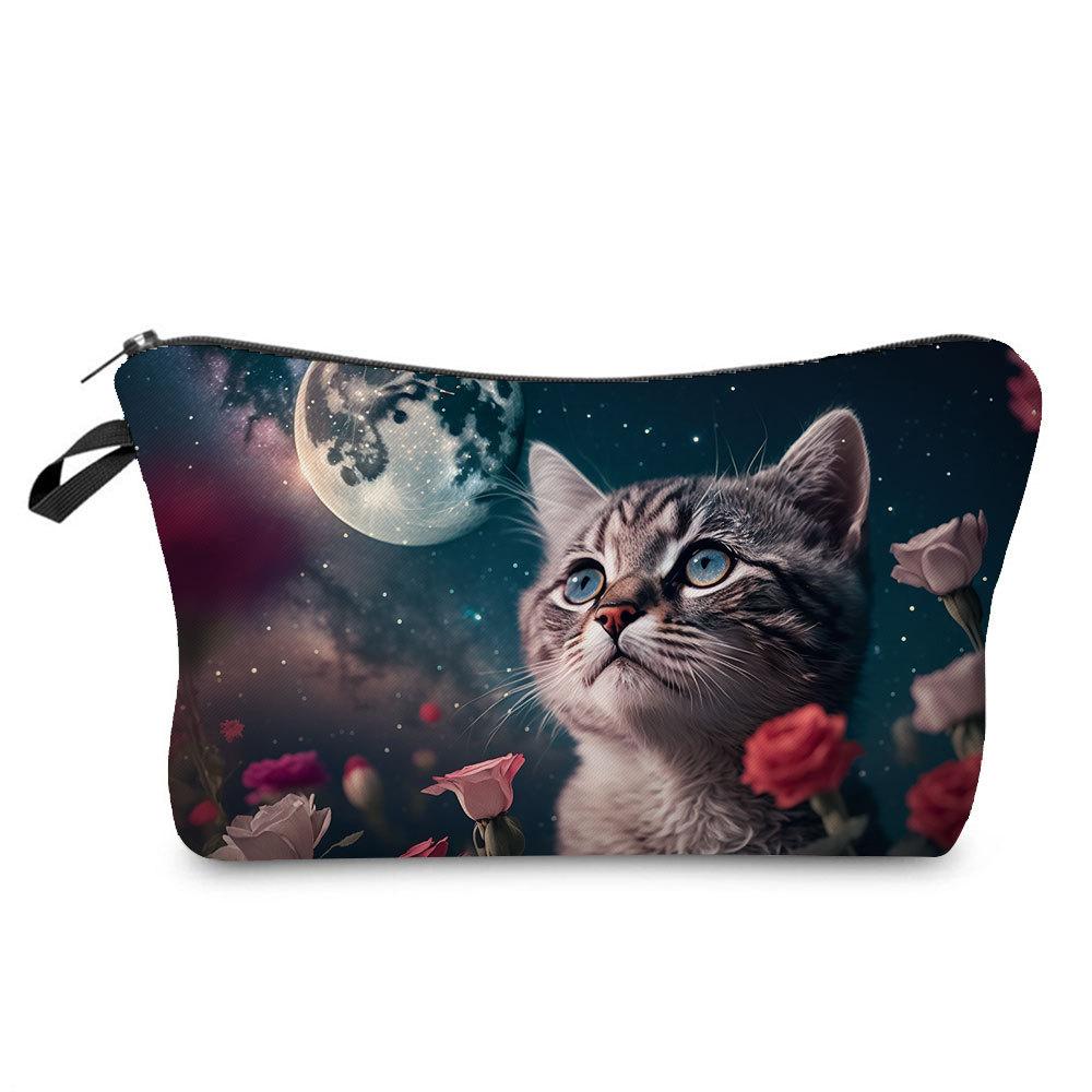 Women Cat Print Cosmetic Bag Toiletries Organize Travel Storage Case 6772