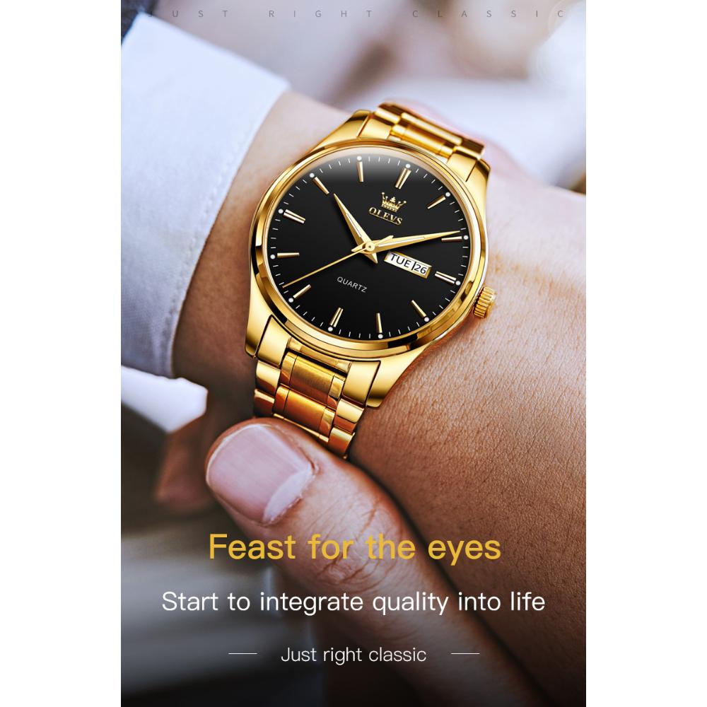 OLEVS Nuovo orologio da uomo al quarzo con cinturino in acciaio, multifunzione, luminoso, impermeabile, per affari e tempo libero