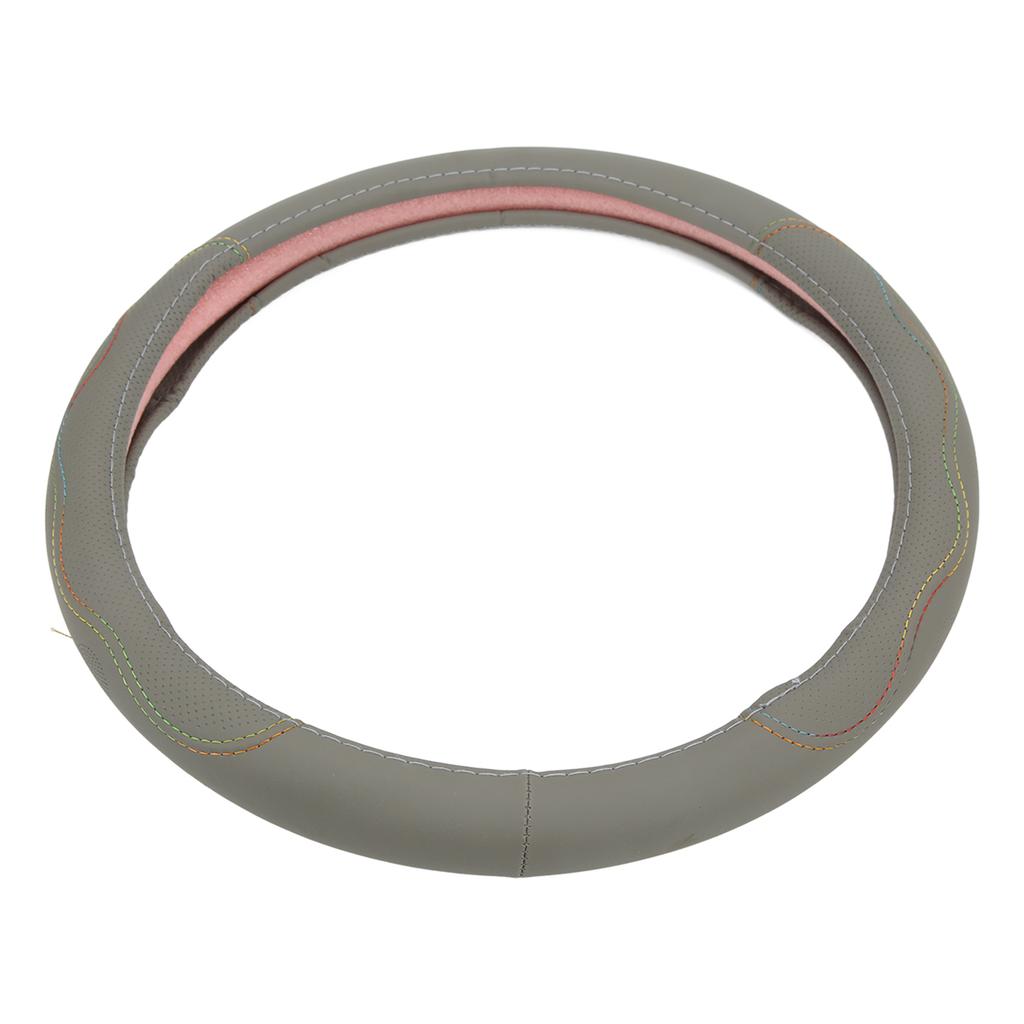 Car Steering Wheel Cover 15in Universal Fit Artificial Leather Protector for ModificationGrey