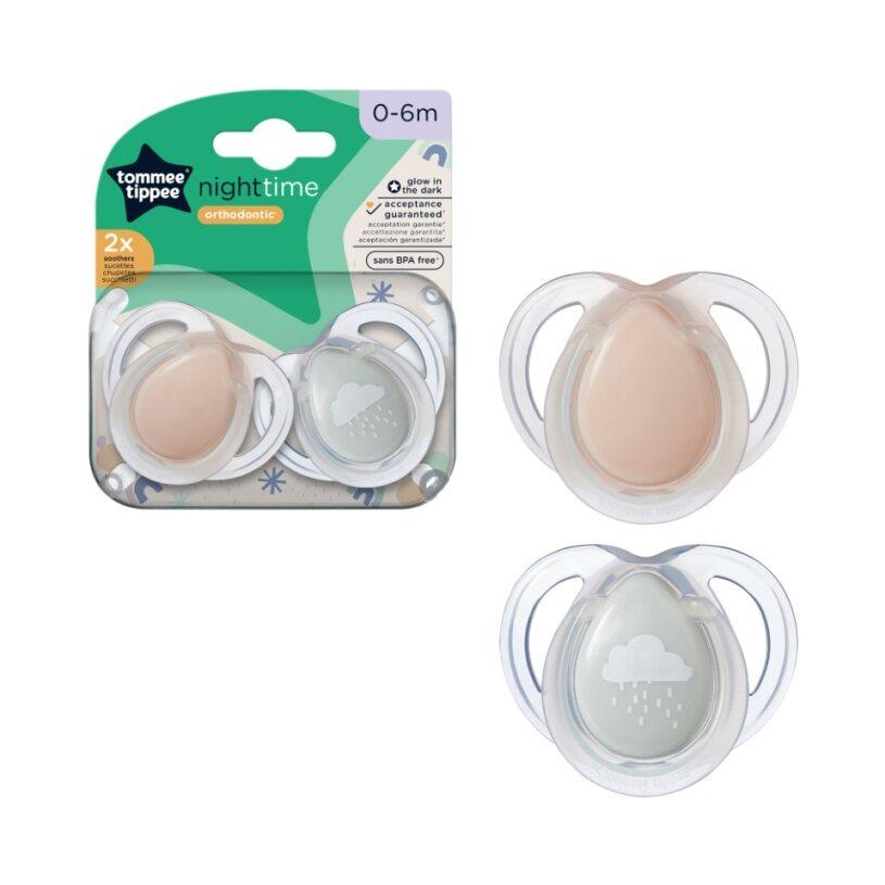 TOMMEE TIPPEE TTP43338095 NIGHT TIME soothers 0-6m mix 2 pack